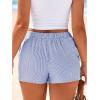 imageBTFBM Striped Boxer Shorts for Women 2026 Spring Summer Y2k Vacation Beach Bottoms Lounge Sleep Pajama PJ Pants ClothesDark Blue