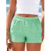 imageBTFBM Striped Boxer Shorts for Women 2026 Spring Summer Y2k Vacation Beach Bottoms Lounge Sleep Pajama PJ Pants ClothesGreen White