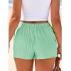 imageBTFBM Striped Boxer Shorts for Women 2026 Spring Summer Y2k Vacation Beach Bottoms Lounge Sleep Pajama PJ Pants ClothesGreen White