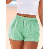 imageBTFBM Striped Boxer Shorts for Women 2026 Spring Summer Y2k Vacation Beach Bottoms Lounge Sleep Pajama PJ Pants ClothesGreen White