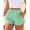 imageBTFBM Striped Boxer Shorts for Women 2026 Spring Summer Y2k Vacation Beach Bottoms Lounge Sleep Pajama PJ Pants ClothesGreen White