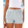 imageBTFBM Striped Boxer Shorts for Women 2026 Spring Summer Y2k Vacation Beach Bottoms Lounge Sleep Pajama PJ Pants ClothesGrey Blue