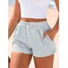 imageBTFBM Striped Boxer Shorts for Women 2026 Spring Summer Y2k Vacation Beach Bottoms Lounge Sleep Pajama PJ Pants ClothesGrey Blue