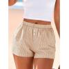 imageBTFBM Striped Boxer Shorts for Women 2026 Spring Summer Y2k Vacation Beach Bottoms Lounge Sleep Pajama PJ Pants ClothesKhaki White