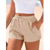 imageBTFBM Striped Boxer Shorts for Women 2026 Spring Summer Y2k Vacation Beach Bottoms Lounge Sleep Pajama PJ Pants ClothesKhaki White