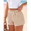 imageBTFBM Striped Boxer Shorts for Women 2026 Spring Summer Y2k Vacation Beach Bottoms Lounge Sleep Pajama PJ Pants ClothesKhaki White