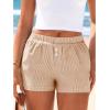 imageBTFBM Striped Boxer Shorts for Women 2026 Spring Summer Y2k Vacation Beach Bottoms Lounge Sleep Pajama PJ Pants ClothesKhaki White
