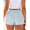 imageBTFBM Striped Boxer Shorts for Women 2026 Spring Summer Y2k Vacation Beach Bottoms Lounge Sleep Pajama PJ Pants ClothesLight Blue