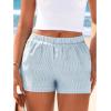 imageBTFBM Striped Boxer Shorts for Women 2026 Spring Summer Y2k Vacation Beach Bottoms Lounge Sleep Pajama PJ Pants ClothesLight Blue