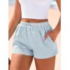 imageBTFBM Striped Boxer Shorts for Women 2026 Spring Summer Y2k Vacation Beach Bottoms Lounge Sleep Pajama PJ Pants ClothesLight Blue