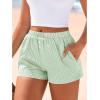 imageBTFBM Striped Boxer Shorts for Women 2026 Spring Summer Y2k Vacation Beach Bottoms Lounge Sleep Pajama PJ Pants ClothesLight Green