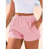 imageBTFBM Striped Boxer Shorts for Women 2026 Spring Summer Y2k Vacation Beach Bottoms Lounge Sleep Pajama PJ Pants ClothesPink White