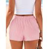 imageBTFBM Striped Boxer Shorts for Women 2026 Spring Summer Y2k Vacation Beach Bottoms Lounge Sleep Pajama PJ Pants ClothesPink White