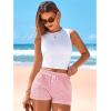 imageBTFBM Striped Boxer Shorts for Women 2026 Spring Summer Y2k Vacation Beach Bottoms Lounge Sleep Pajama PJ Pants ClothesPink White