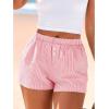 imageBTFBM Striped Boxer Shorts for Women 2026 Spring Summer Y2k Vacation Beach Bottoms Lounge Sleep Pajama PJ Pants ClothesPink White