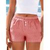 imageBTFBM Striped Boxer Shorts for Women 2026 Spring Summer Y2k Vacation Beach Bottoms Lounge Sleep Pajama PJ Pants ClothesRed White
