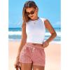 imageBTFBM Striped Boxer Shorts for Women 2026 Spring Summer Y2k Vacation Beach Bottoms Lounge Sleep Pajama PJ Pants ClothesRed White