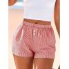 imageBTFBM Striped Boxer Shorts for Women 2026 Spring Summer Y2k Vacation Beach Bottoms Lounge Sleep Pajama PJ Pants ClothesRed White