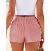 imageBTFBM Striped Boxer Shorts for Women 2026 Spring Summer Y2k Vacation Beach Bottoms Lounge Sleep Pajama PJ Pants ClothesRed White