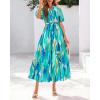imageBTFBM Summer Dresses for Women 2026 Boho Short Sleeve V Neck Button Belt Flowy Spring Clothes Beach Vacation Maxi DressFloral Light Green White