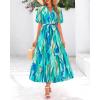 imageBTFBM Summer Dresses for Women 2026 Boho Short Sleeve V Neck Button Belt Flowy Spring Clothes Beach Vacation Maxi DressFloral Light Green White