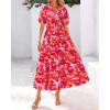 imageBTFBM Summer Dresses for Women 2026 Boho Short Sleeve V Neck Button Belt Flowy Spring Clothes Beach Vacation Maxi DressFloral Orange Pink White