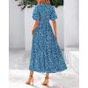 imageBTFBM Summer Dresses for Women 2026 Boho Short Sleeve V Neck Button Belt Flowy Spring Clothes Beach Vacation Maxi DressPrint Aqua Green Blue