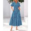 imageBTFBM Summer Dresses for Women 2026 Boho Short Sleeve V Neck Button Belt Flowy Spring Clothes Beach Vacation Maxi DressPrint Aqua Green Blue