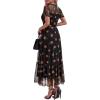 imageBTFBM Summer Dresses for Women 2026 Mesh Short Sleeve Floral Print Ruffle Long Boho Wedding Guest Dress CocktailFloral Black Orange