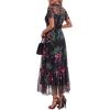 imageBTFBM Summer Dresses for Women 2026 Mesh Short Sleeve Floral Print Ruffle Long Boho Wedding Guest Dress CocktailFloral Black Pink
