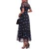 imageBTFBM Summer Dresses for Women 2026 Mesh Short Sleeve Floral Print Ruffle Long Boho Wedding Guest Dress CocktailFloral Black Royal Blue