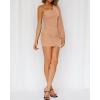 imageBTFBM Summer Dresses for Women 2026 One Shoulder Long Sleeve Ruched Bodycon Cocktail Party Wedding Guest Dress Spring OutfitsApricot