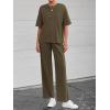 imageBTFBM Summer Outfits For Women 2026 Two Piece Sets Casual Short Sleeve Spring Tops Wide Leg Pants Matching Lounge SetArmy Green