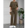 imageBTFBM Summer Outfits For Women 2026 Two Piece Sets Casual Short Sleeve Spring Tops Wide Leg Pants Matching Lounge SetArmy Green