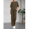 imageBTFBM Summer Outfits For Women 2026 Two Piece Sets Casual Short Sleeve Spring Tops Wide Leg Pants Matching Lounge SetArmy Green