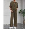 imageBTFBM Summer Outfits For Women 2026 Two Piece Sets Casual Short Sleeve Spring Tops Wide Leg Pants Matching Lounge SetArmy Green