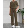 imageBTFBM Summer Outfits For Women 2026 Two Piece Sets Casual Short Sleeve Spring Tops Wide Leg Pants Matching Lounge SetArmy Green