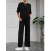 imageBTFBM Summer Outfits For Women 2026 Two Piece Sets Casual Short Sleeve Spring Tops Wide Leg Pants Matching Lounge SetBlack