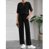 imageBTFBM Summer Outfits For Women 2026 Two Piece Sets Casual Short Sleeve Spring Tops Wide Leg Pants Matching Lounge SetBlack