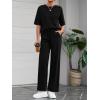 imageBTFBM Summer Outfits For Women 2026 Two Piece Sets Casual Short Sleeve Spring Tops Wide Leg Pants Matching Lounge SetBlack