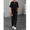 imageBTFBM Summer Outfits For Women 2026 Two Piece Sets Casual Short Sleeve Spring Tops Wide Leg Pants Matching Lounge SetBlack
