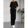imageBTFBM Summer Outfits For Women 2026 Two Piece Sets Casual Short Sleeve Spring Tops Wide Leg Pants Matching Lounge SetBlack