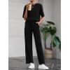 imageBTFBM Summer Outfits For Women 2026 Two Piece Sets Casual Short Sleeve Spring Tops Wide Leg Pants Matching Lounge SetBlack