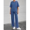 imageBTFBM Summer Outfits For Women 2026 Two Piece Sets Casual Short Sleeve Spring Tops Wide Leg Pants Matching Lounge SetBlue