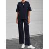 imageBTFBM Summer Outfits For Women 2026 Two Piece Sets Casual Short Sleeve Spring Tops Wide Leg Pants Matching Lounge SetNavy
