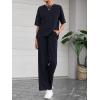 imageBTFBM Summer Outfits For Women 2026 Two Piece Sets Casual Short Sleeve Spring Tops Wide Leg Pants Matching Lounge SetNavy