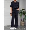 imageBTFBM Summer Outfits For Women 2026 Two Piece Sets Casual Short Sleeve Spring Tops Wide Leg Pants Matching Lounge SetNavy