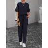 imageBTFBM Summer Outfits For Women 2026 Two Piece Sets Casual Short Sleeve Spring Tops Wide Leg Pants Matching Lounge SetNavy