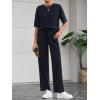 imageBTFBM Summer Outfits For Women 2026 Two Piece Sets Casual Short Sleeve Spring Tops Wide Leg Pants Matching Lounge SetNavy