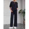 imageBTFBM Summer Outfits For Women 2026 Two Piece Sets Casual Short Sleeve Spring Tops Wide Leg Pants Matching Lounge SetNavy